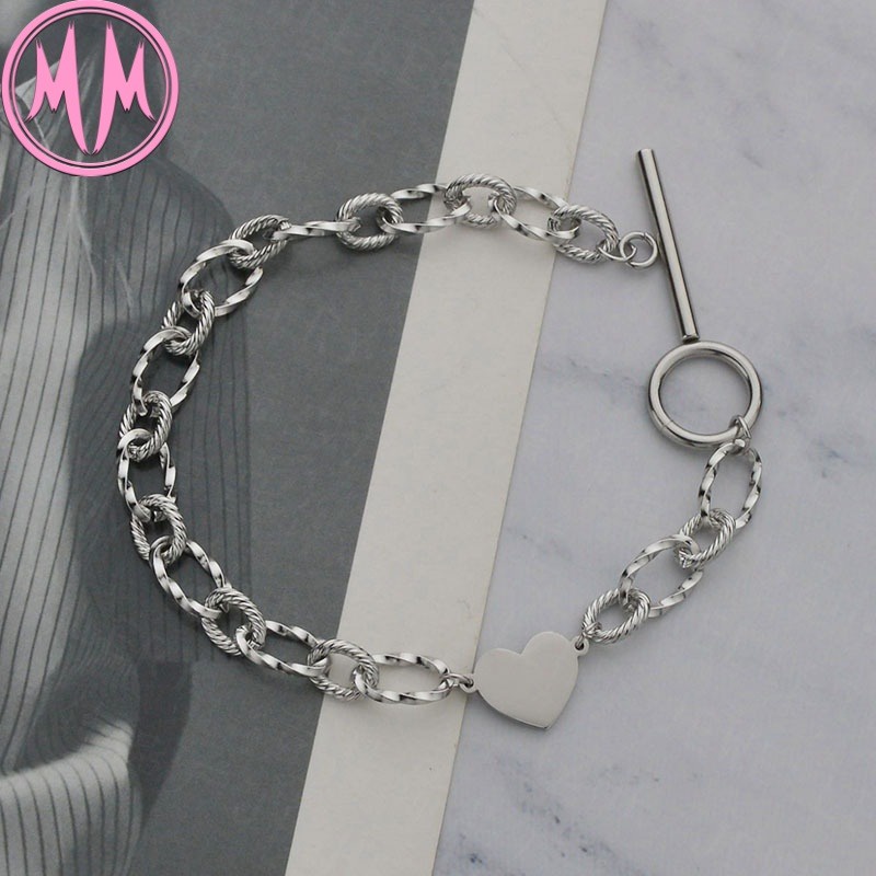 MORYMOSHI B559 Gelang Wanita Titanium Stainless Rantai Love Anti Karat Anti Luntur Fashion Korea