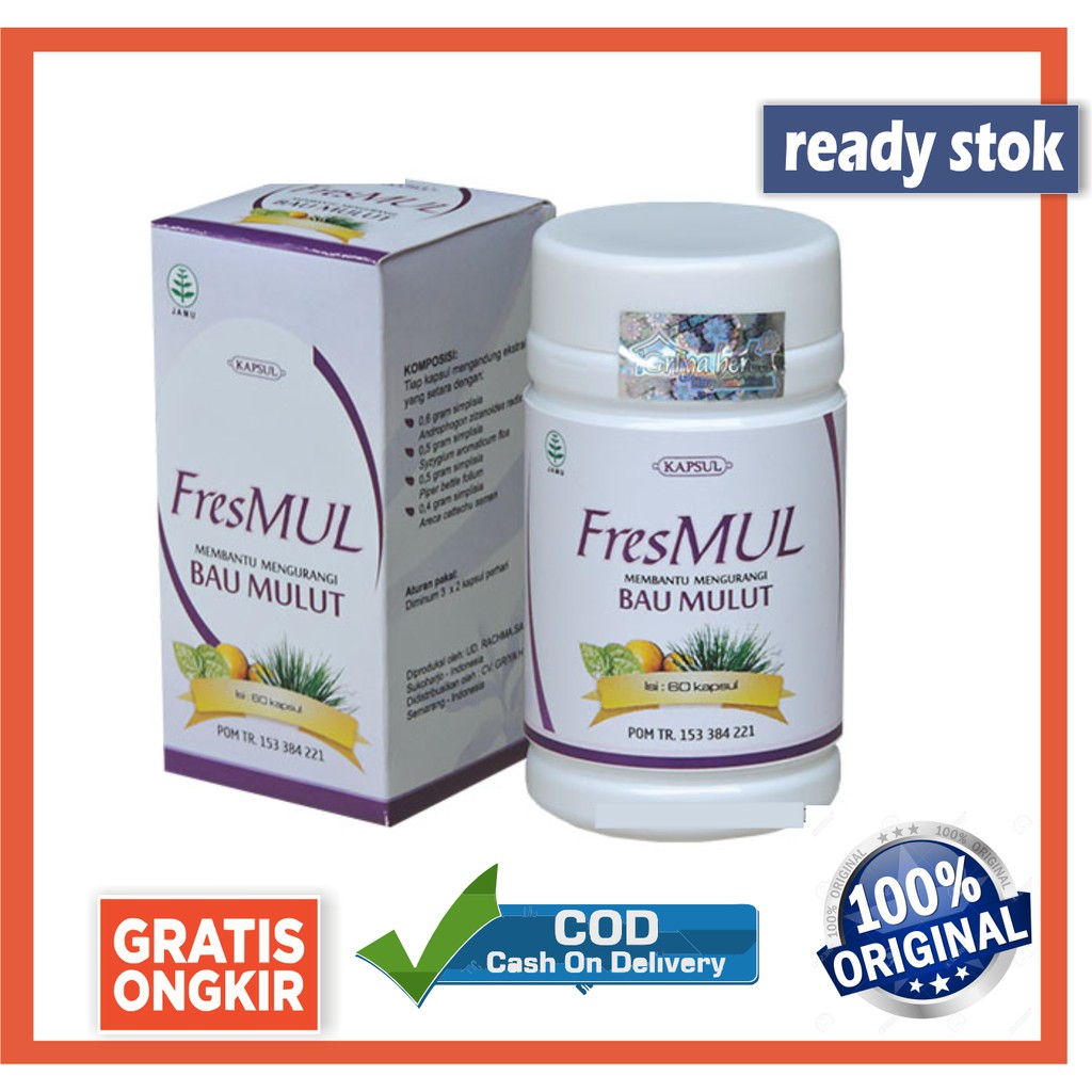 

Fresmul Herbal Bau Mulut di buat dari herbal pilihan yang terbukti mampu menghilangkan bau mulut