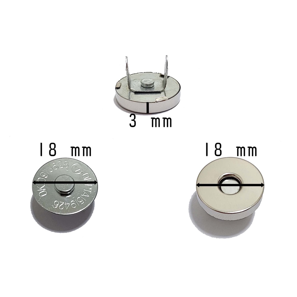 KANCING TAS / KANCING DOMPET / KANCING MAGNET 18 MM / 10 SET