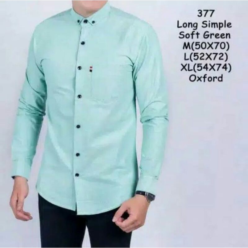 Baju kemeja polos lengan panjang pria { bisa cod }