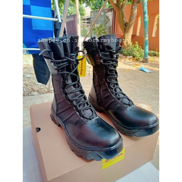 Sepatu PDL Ninja Titans TNI AD Full kulit Sapi Asli  by Wor Army Boots