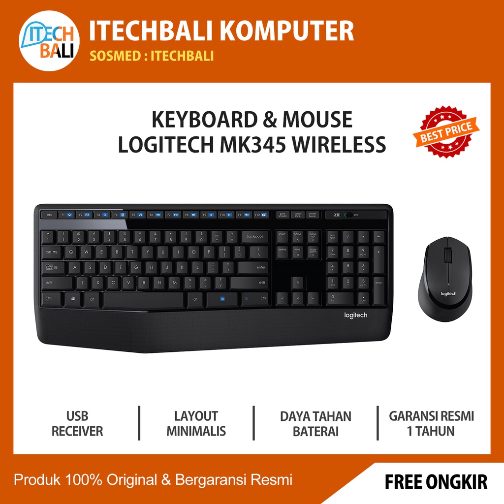 Keyboard &amp; Mouse LOGITECH MK345 Wireless Combo | ITECHBALI