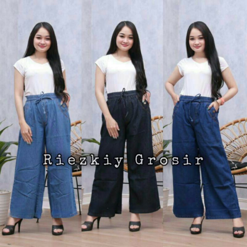 CELANA KULOT JEANS POLOS XL dan JUMBO XXXL / CELANA KULOT PANJANG JEANS/KULOT PANJANG  WANITA/CELANA KULOD JEANS PANJANG UKURAN SETANDAR &amp; JUMBO