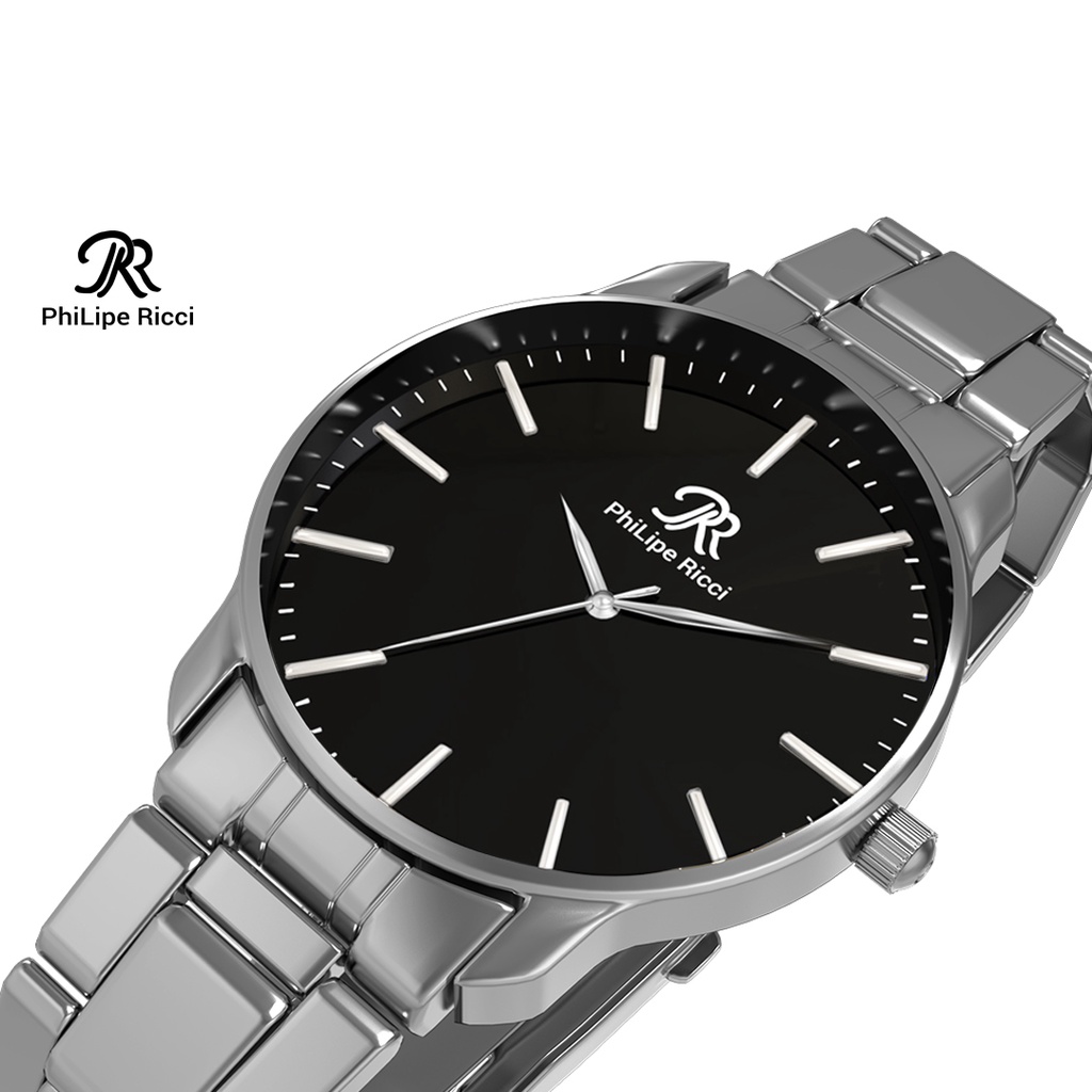 PhiLipe Ricci Jam Tangan Pria Besi Rantai Analog Original PR15 Free Box