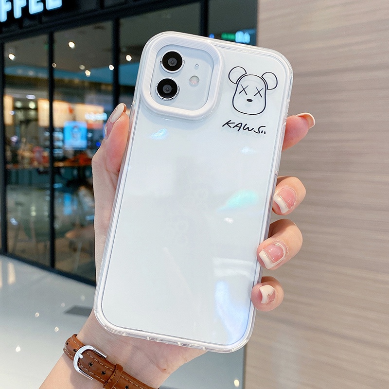 3 In 1 Soft Case Hp Gambar Kartun Beruang Tahan Goncangan Untuk iPhone 11 / 12 / 13pro MAX / XR / X / XS / 6S / 7 / 8plus / SE 2020