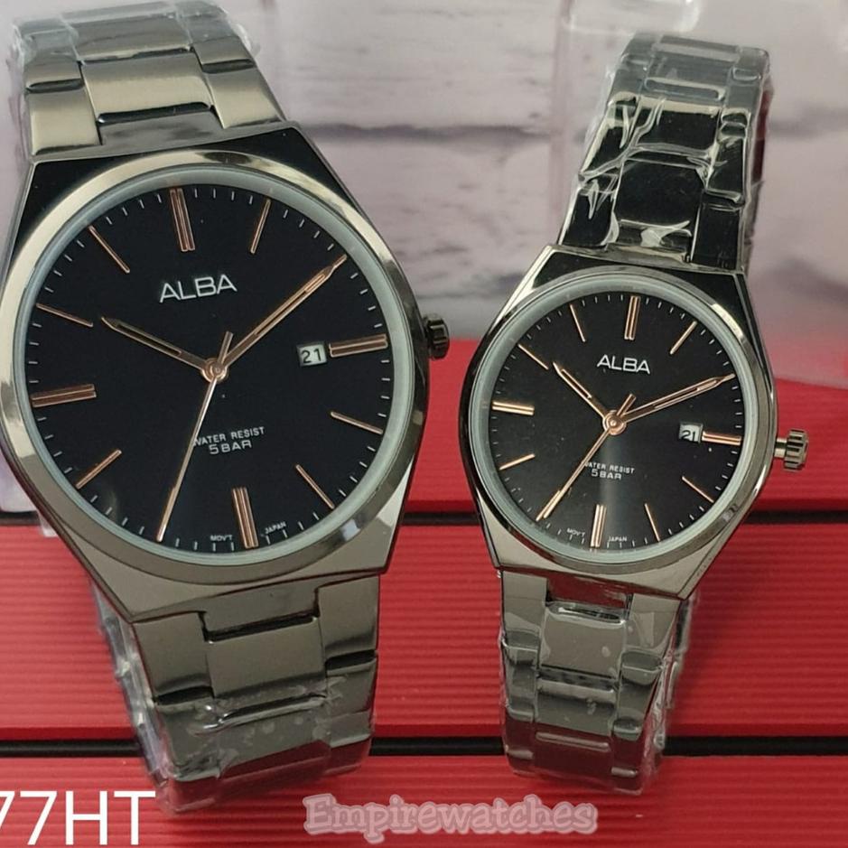 SP039 Jam Tangan Alba 940867 942184 Couple Tanggal Aktif Rantai Stainless V