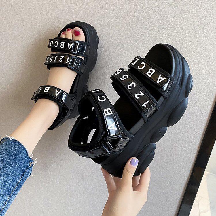 1001 SEPATU  ALFABET WEDGES  WANITA !!! - 2 WARNA