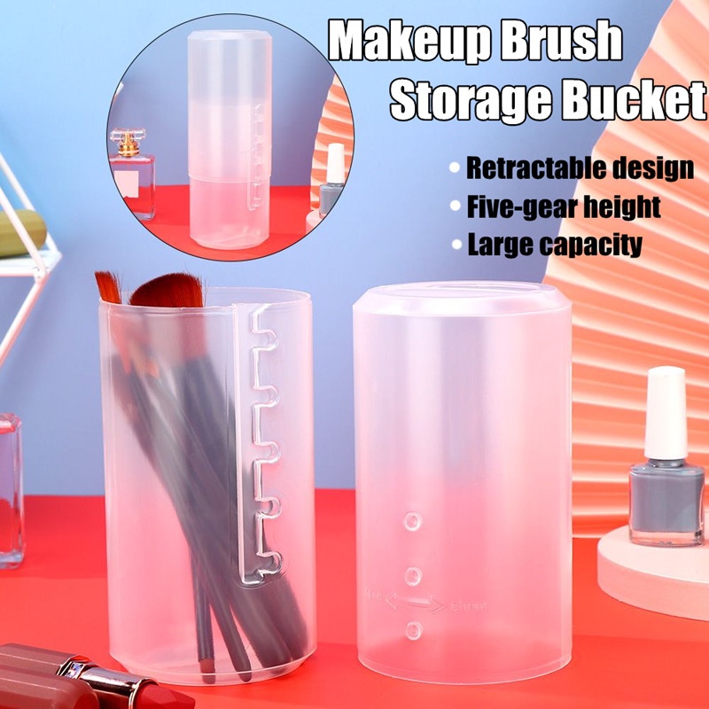 1 Pc Kotak Penyimpanan Brush Makeup Bahan Plastik Transparan Tahan Debu Tahan Lembab Dapat Ditarik