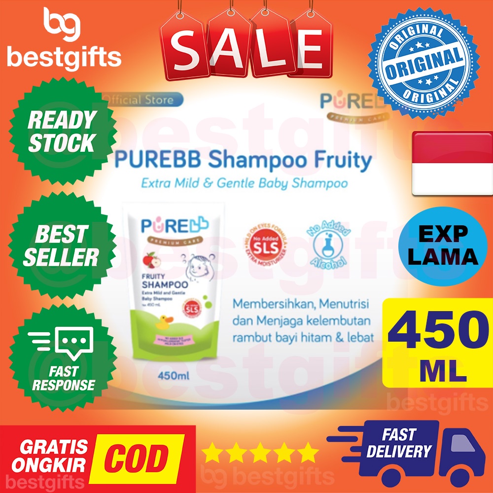 PURE BABY KIDS PUREBABY PUREKIDS SHAMPOO FRUITY REFILL 450 ML SHAMPO RAMBUT HAIR SABUN MANDI BAYI ANAK