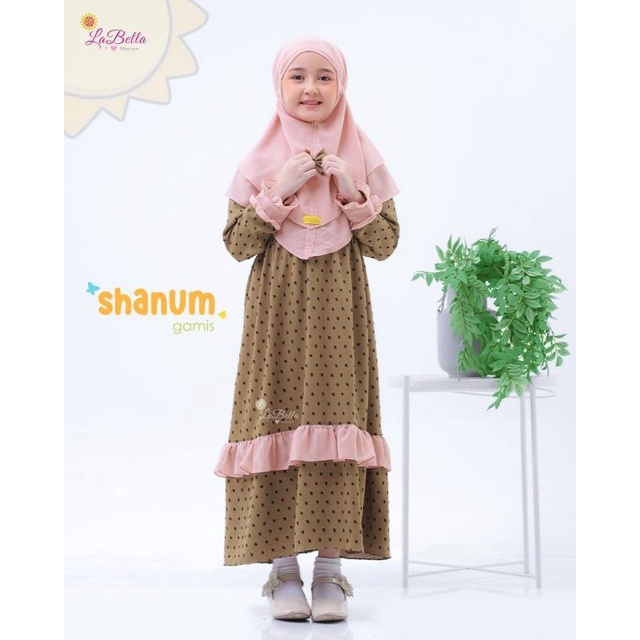 LABELLA Gamis Anak SHANUM Warna Brown Coklat
