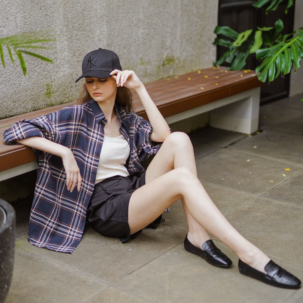 This Is April – Kemeja Wanita Ellen Top Navy Brown – 181101-2