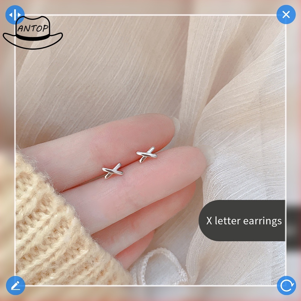 Trendy Silver Heart Stud Earrings Minimalis Cinta Bunga Anting-Anting Untuk Wanita Mahasiswa Remaja Perhiasan Hadiah ANTOP