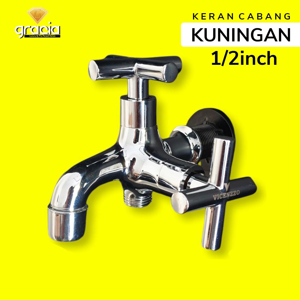 Kran Air Tembok / Taman Kuningan 1/2inch / Keran Air Kuningan 3/4inch / Kran Bahan Kuningan / Kran Cabang Kuningan