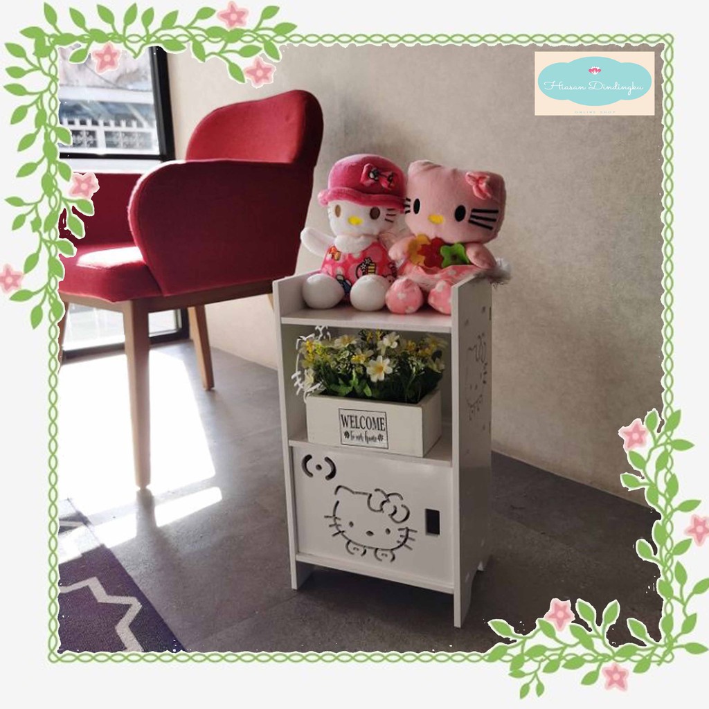 Rak Buku Portable Meja Hello kitty Lemari Plastik Rak Serbaguna Lemari Multi fungsi sepatu