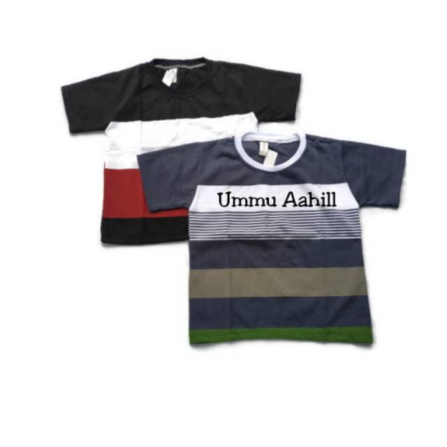 Kaos anak laki laki perempuan motif salur murah terbaru