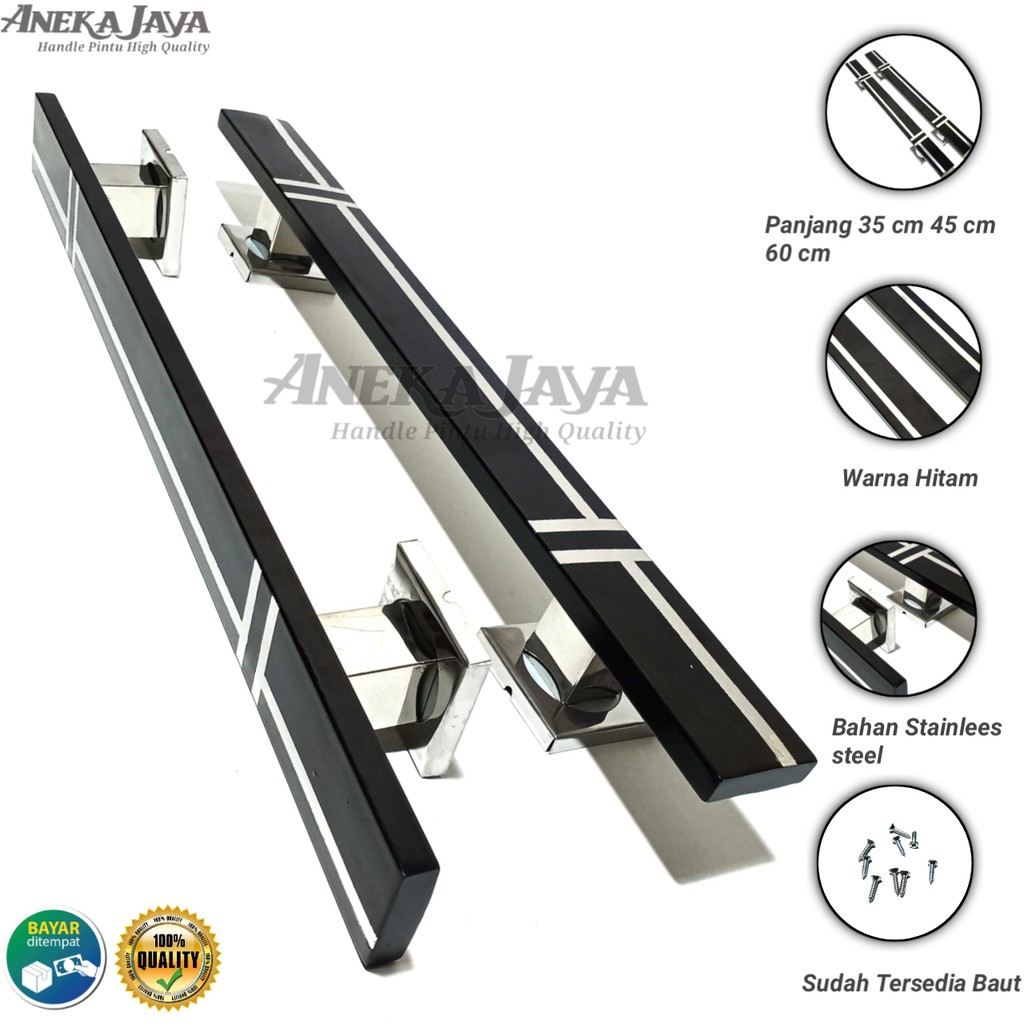 PAKET 1 SET HANDLE KUNCI GAGANG PINTU RUMAH PANJANG 35 CM 45 CM 60 CM UNTUK MODEL 1 DAUN PINTU