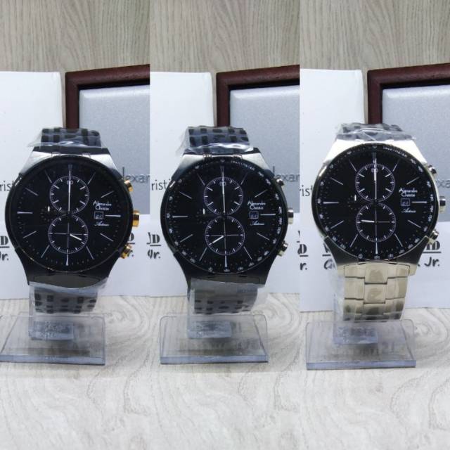 Jam Tangan Pria Alexandre Christie 6467 Original Stainless Steel Strap Chronograph