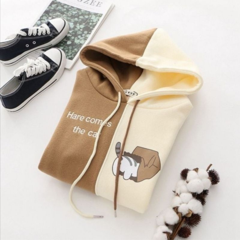 Sweater Hoodie Wanita HERE COMES Sweater terbaru Korean Style-1