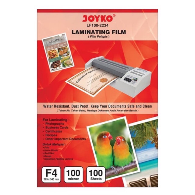 

Plastik Laminating Joyko Folio Tebal 100mc