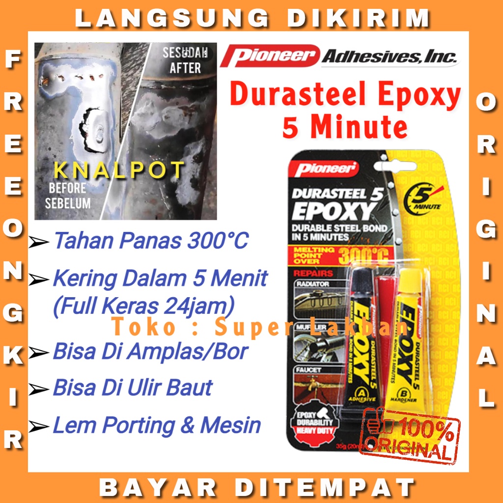 Lem Besi Tahan Panas 300C Durasteel Epoxy 5 Menit Lem Mesin Radiator