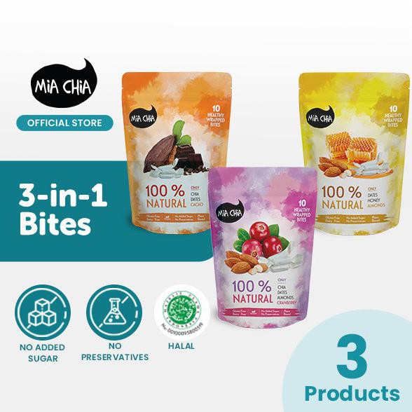 

{BISA COD} Mia Chia Bites 3 Packs Combo - Cemilan Kurma Organic Sehat PROMO SPECIAL [Kode 1|Kode
