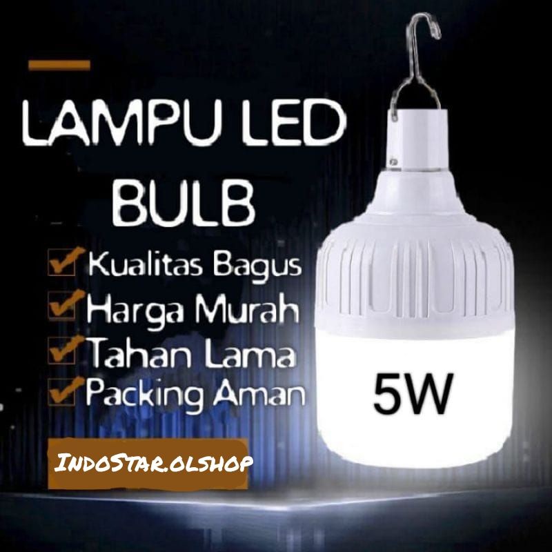 LAMPU LED BULB JUMBO TABUNG 5Watt SUPER TERANG PUTIH⭐ IndoStar ⭐