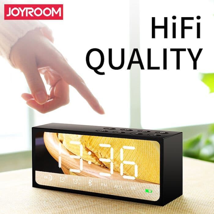 JOYROOM Bluetooth Stereo Speaker LED Alarm Clock w/Card Slot Black