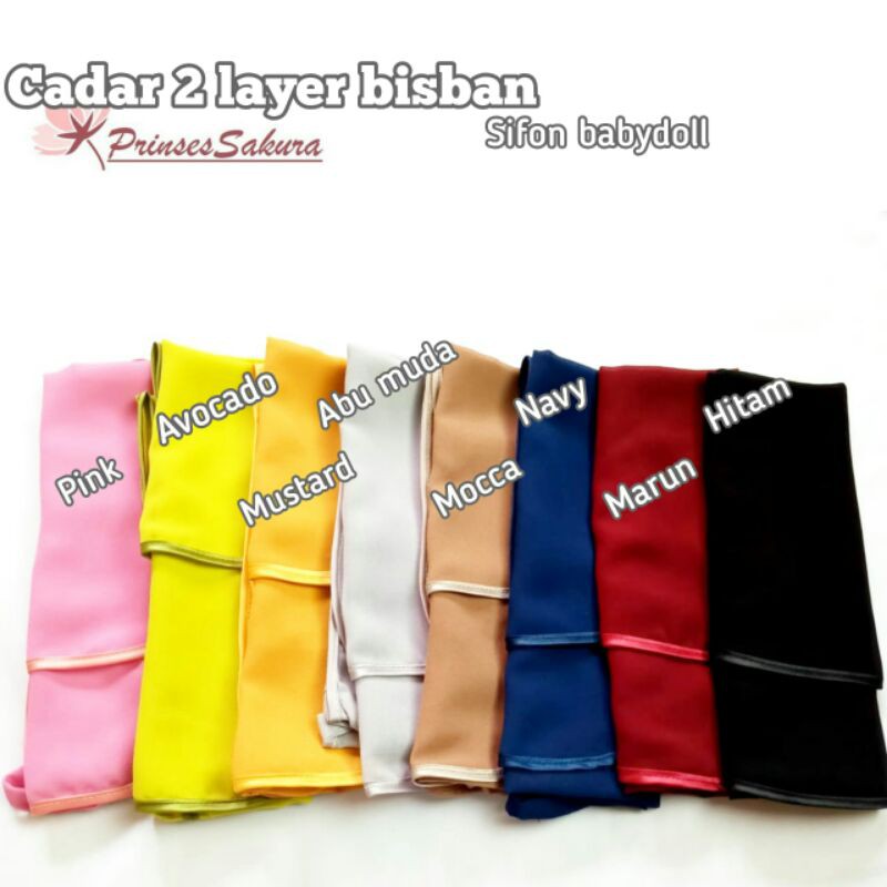 Cadar niqab bisban 2layer sifon hicon &amp; babydoll