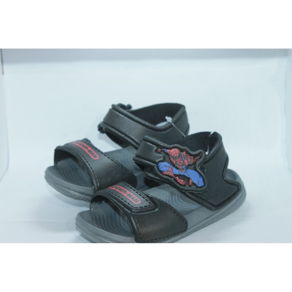 SANDAL ANAK LAKI LAKI SPIDERMAN FLAT SOFT NON LED USIA 1,5 sd 4 THN WARNA HITAM