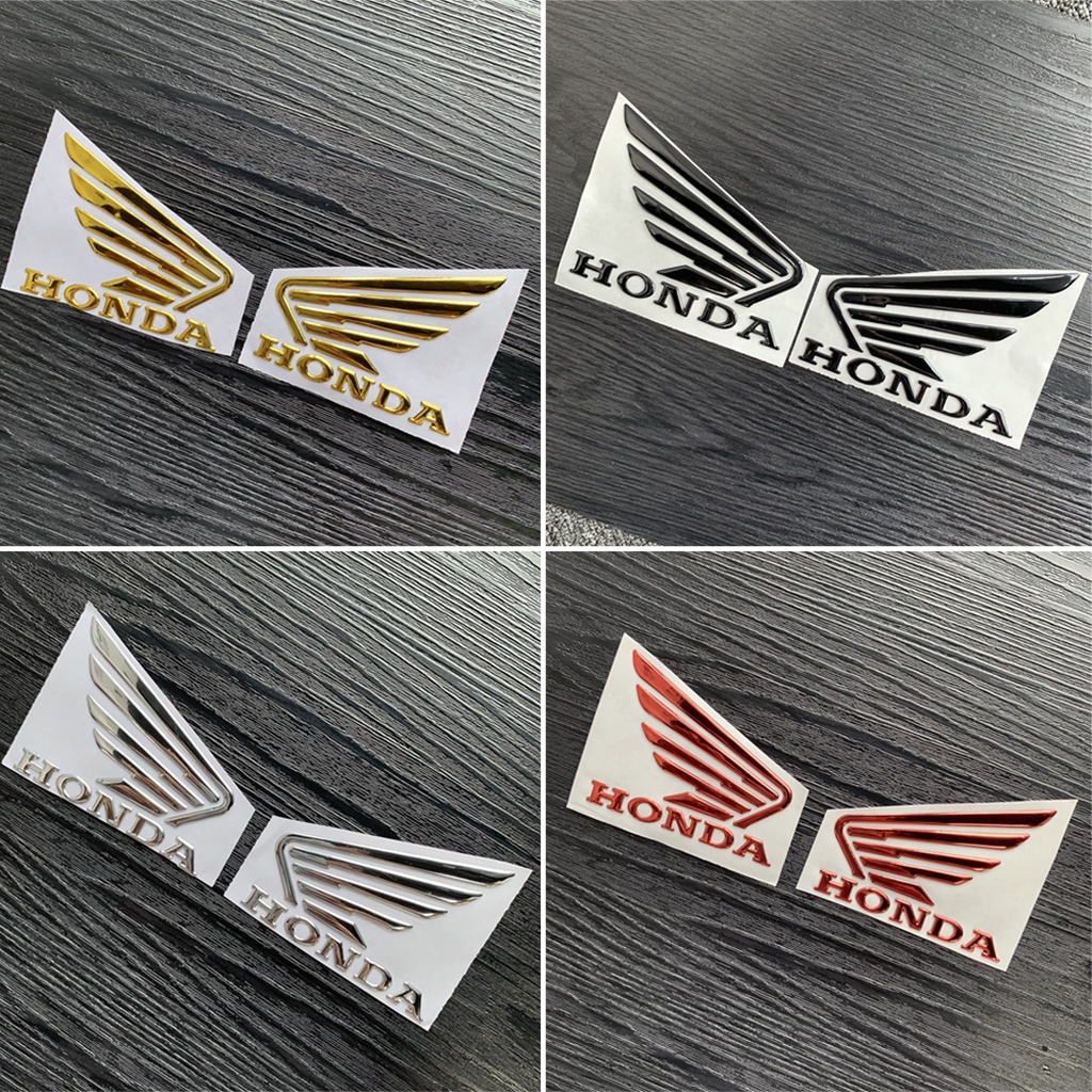 1 Pair HONDA Wings Emblem Logo Motor Stiker 3D Resin Gel Decal Aksesoris for Motor Honda Vario