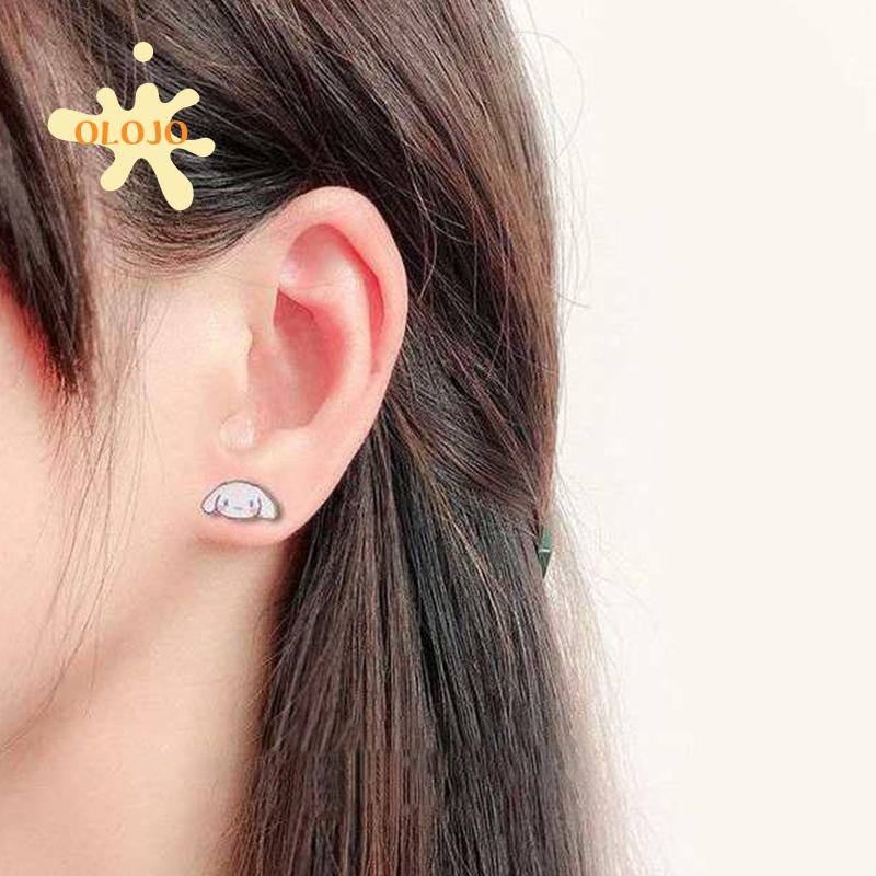 Anting Hypoallergenic Desain Kartun Cinnamoroll Dog Kitty Melody Kuromi Untuk Pelajar