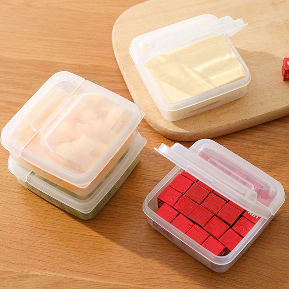 [Elegan] Kotak Penyimpanan Transparan Tahan Debu Buah Sayur Dapur Mentega Kulkas Keju Container