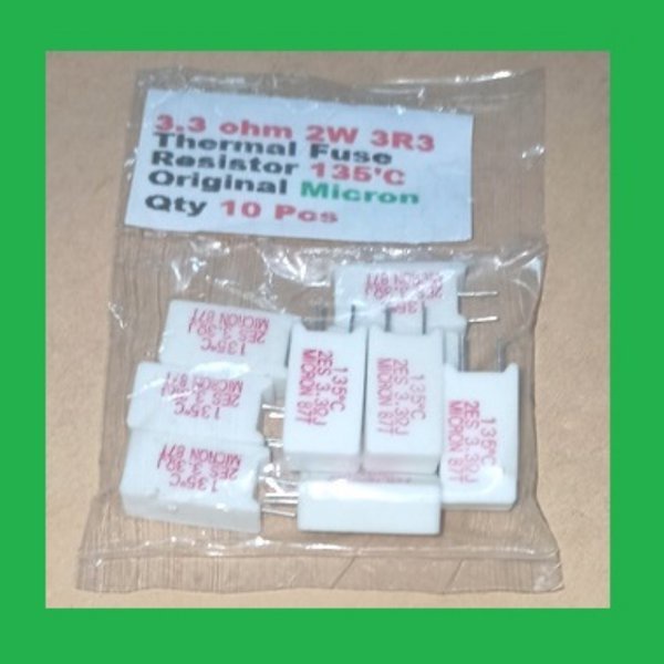 Qty 10 Pcs 3.3 ohm 2W 3R3 Thermal Fuse Resistor 135C Original Micron