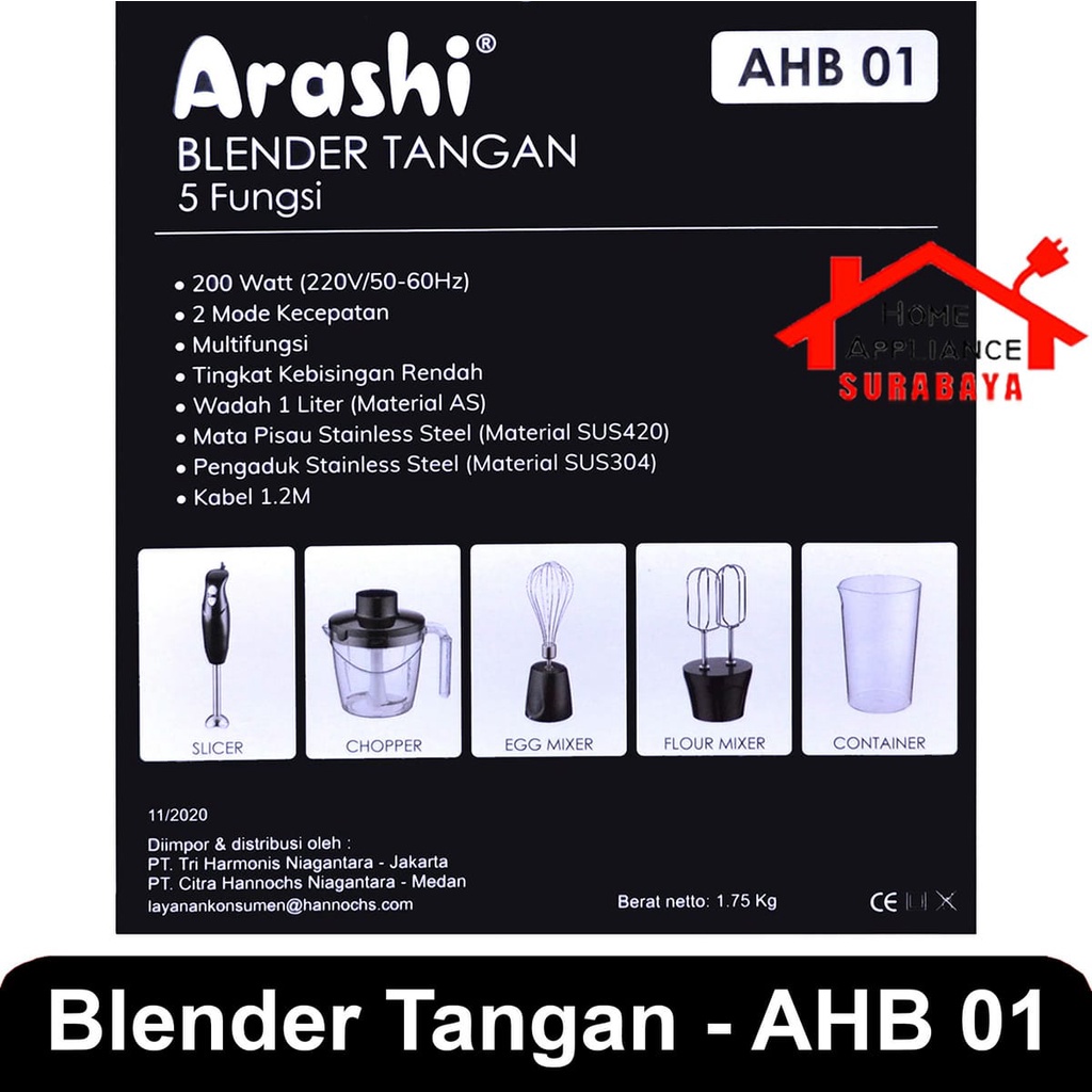 Arashi Hand Blender Set 5 IN 1 - Blender Tangan AHB 01