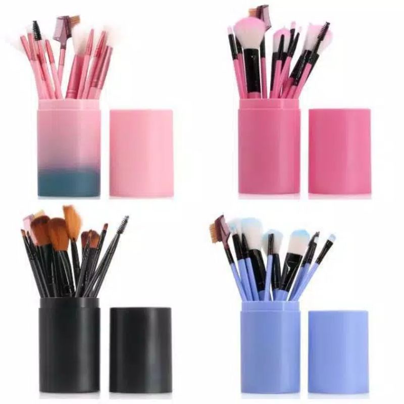 Brush 12 Set In Tube Kuas Tabung Rias Make Up 12 Set Kuas Make Up Tabung