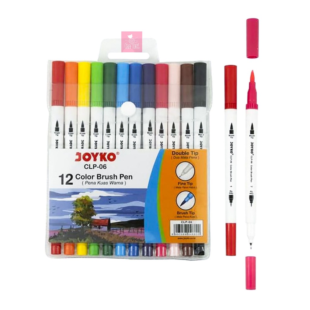 

Joyko Brush Pen Colour Dual Tip Spidol Set 12 Warna CLP-06