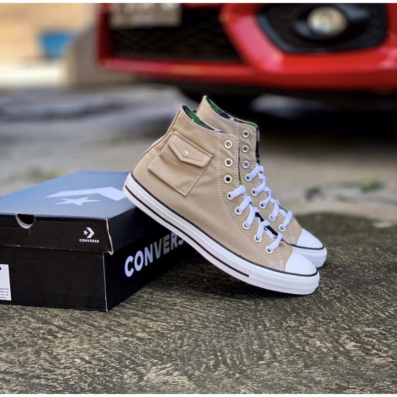 Sepatu CONVERSE CTAS POCKET HI KHAKI/BLACK/WHITE 167183C (UNISEX)