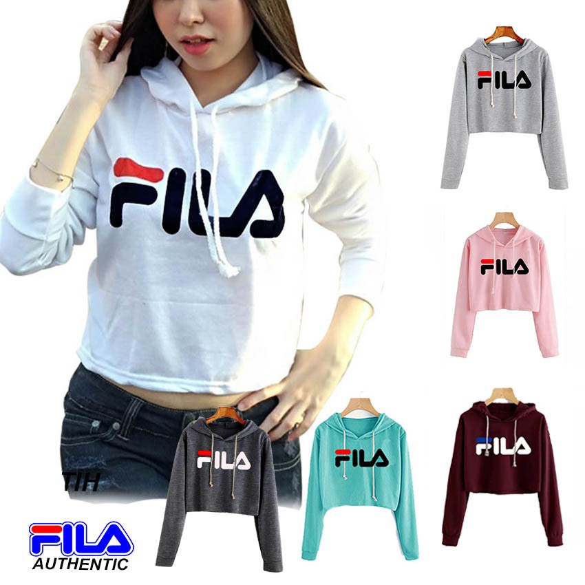 Hokyfashion Sweater Crop Hoodie Cewe Fila Fit To L 