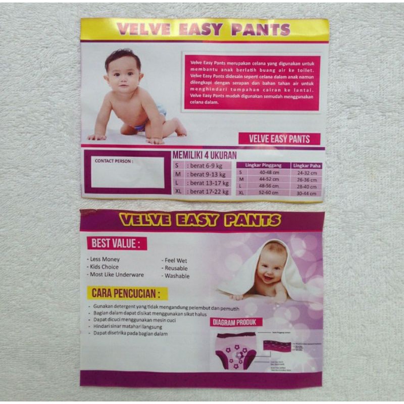 VELVE Easy Pants Training Pants | Celana Toilet Training | Celana Tatur