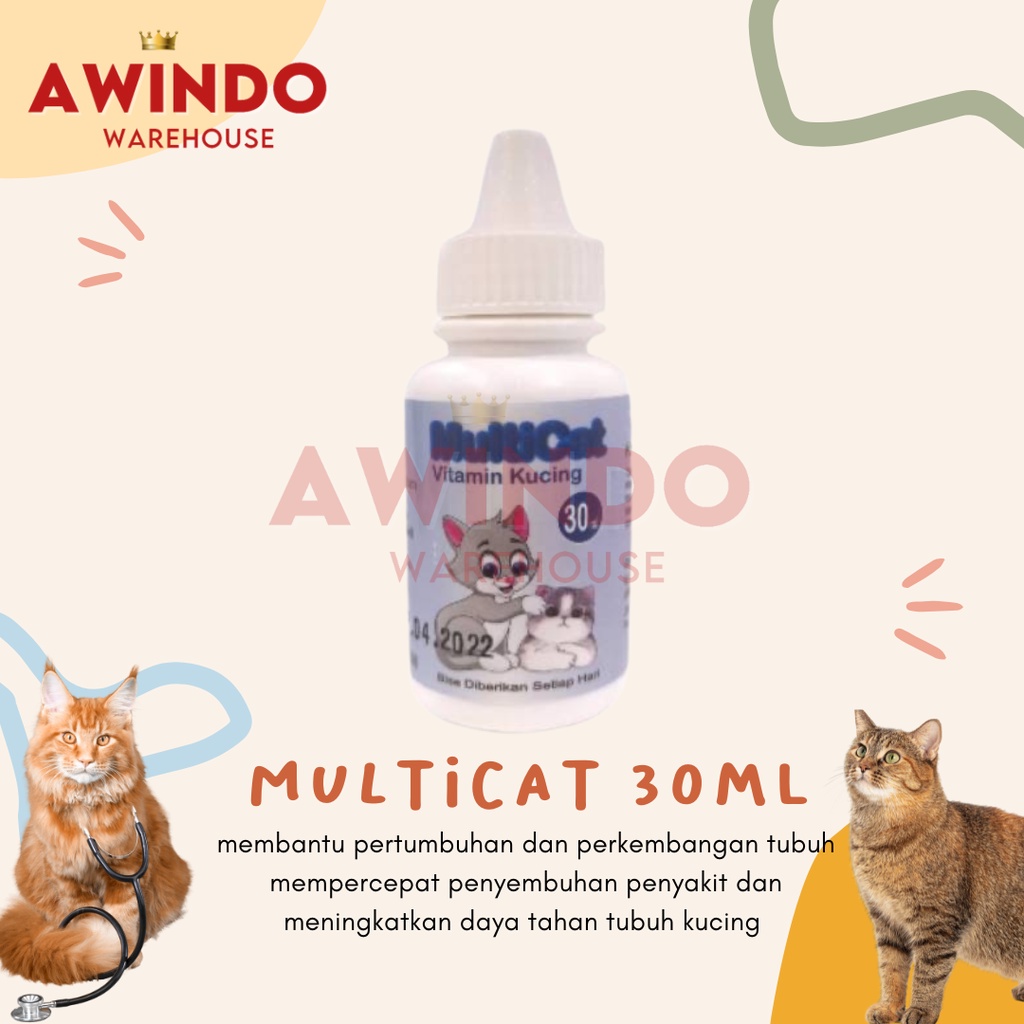 MULTICAT 30ML - Obat Vitamin Bulu Imun Daya Tahan Tubuh Kucing Cat Kitten Adult