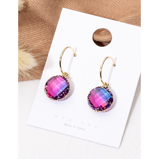 LRC Anting Tusuk Fashion Round Gradient Crystal Earrings F4879X