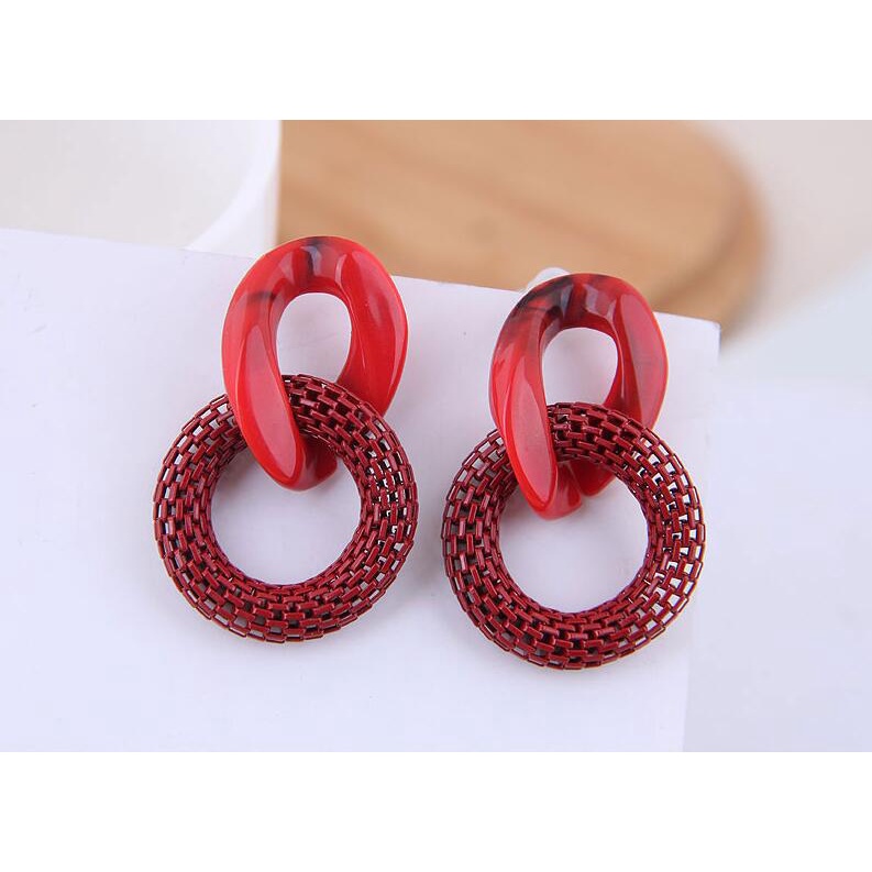 Eropa dan Amerika fashion berlebihan akrilik rantai anting-anting Korea serbaguna mesh anting-anting