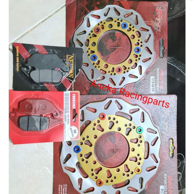 piringan cakram vixion new r15 depan belakang plus kampas rem saset / disc vixion new set kampas