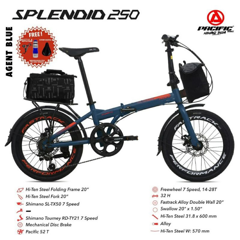 Sepeda Lipat 20 inch Pacific Splendid 250 7 Speed Double Disc