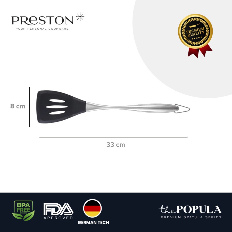 PRESTON COOKWARE SLOTTED - Slotted Turner Spatula HITAM - Sutil Masak Silikon Food Grade / Sutil Lubang Silikon