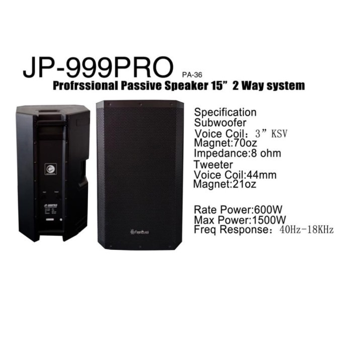 FIRSTCLASS JP 999PRO PA 36 SPEAKER PASIF 15 INCH HARGA SEPASANG