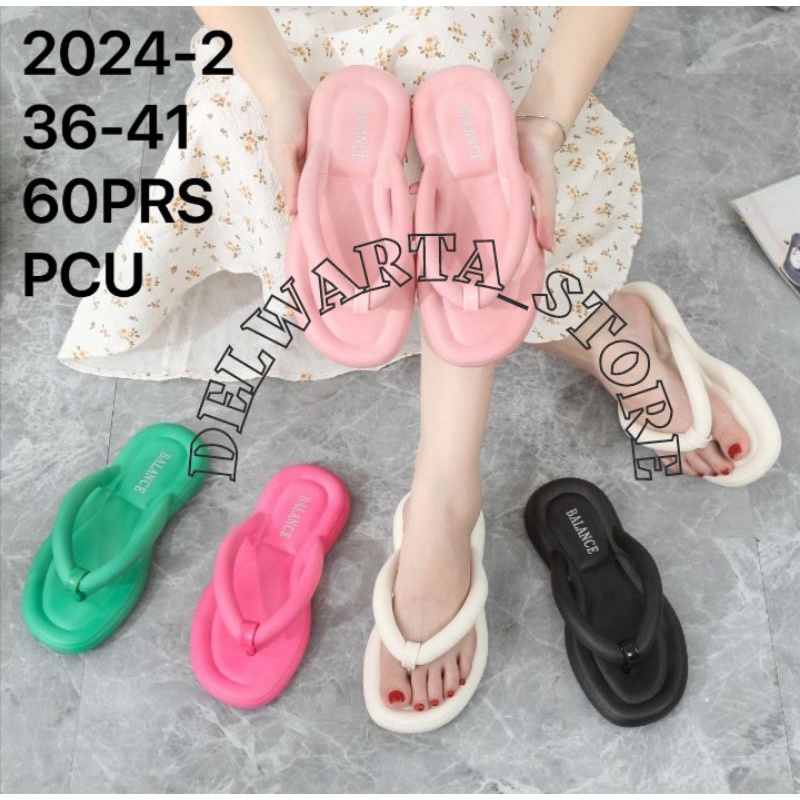 sandal japit wanita korea 2024-2-2C(36-41)bahan import