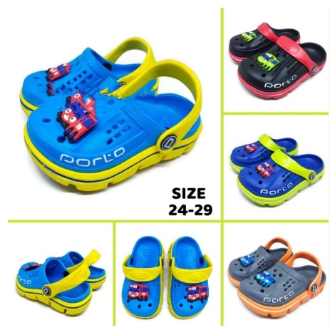 SANDAL SELOP BAIM BUSTONG ANAK LAKI LAKI MOTIF TAYO MERK PORTO 1006K UK 24/29