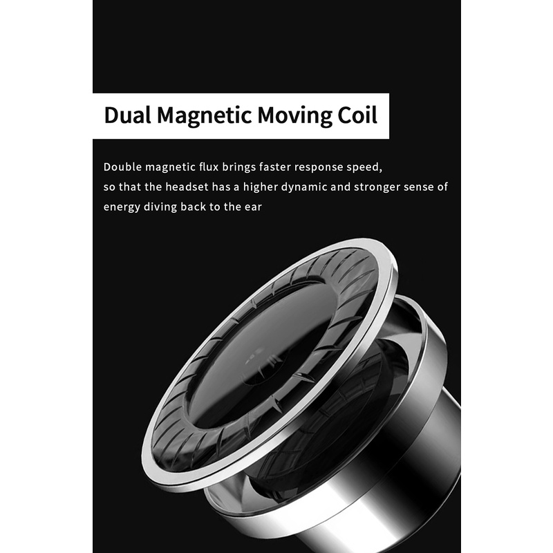 JCALLY ME HIFI Dynamic Earphone Dual Magnetic Moving Coil Sport Headphone Music DJ Headset Earbuds with Microphone