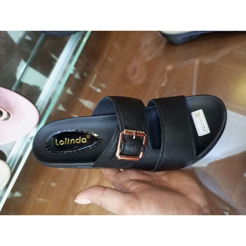 Lolinda Sendal Ibu ibu Kekinian Sandal Wanita Wedges Terbaru Sendal Kulit Wanita bbf 836